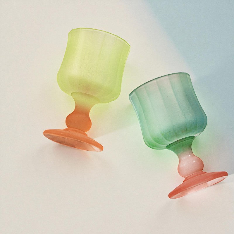 Frosted Gradient Candy Goblet – Pleated Glassware Cup