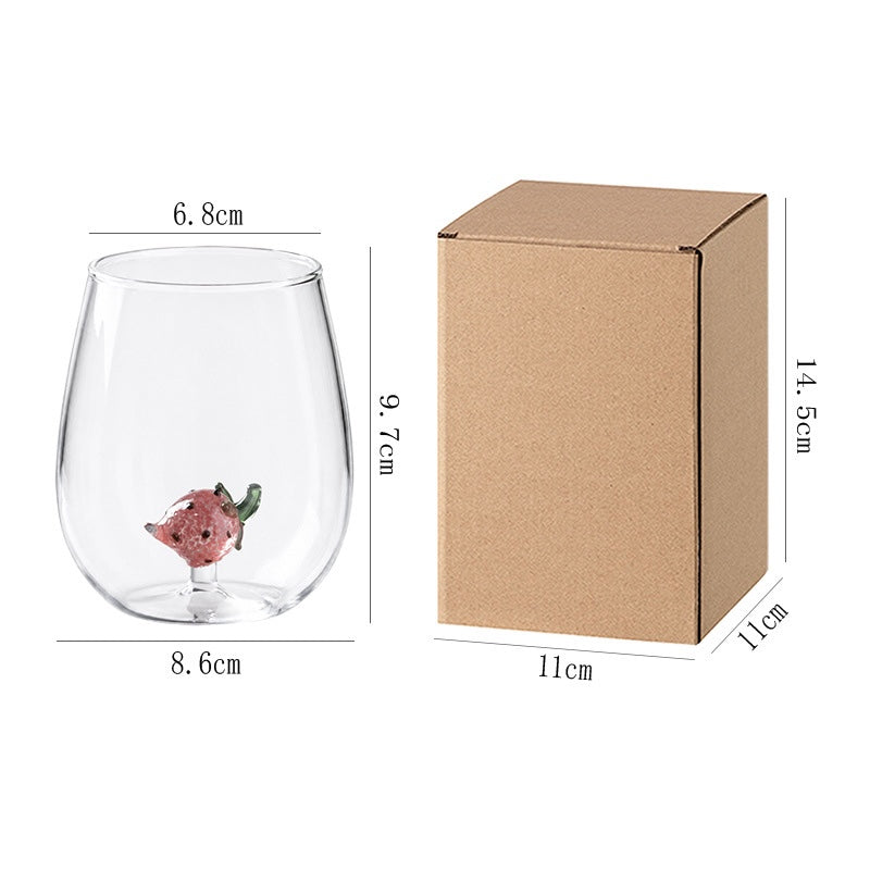 Fruit Glass Cup, Cute Cherry Lemon Strawberry Drinking Glass