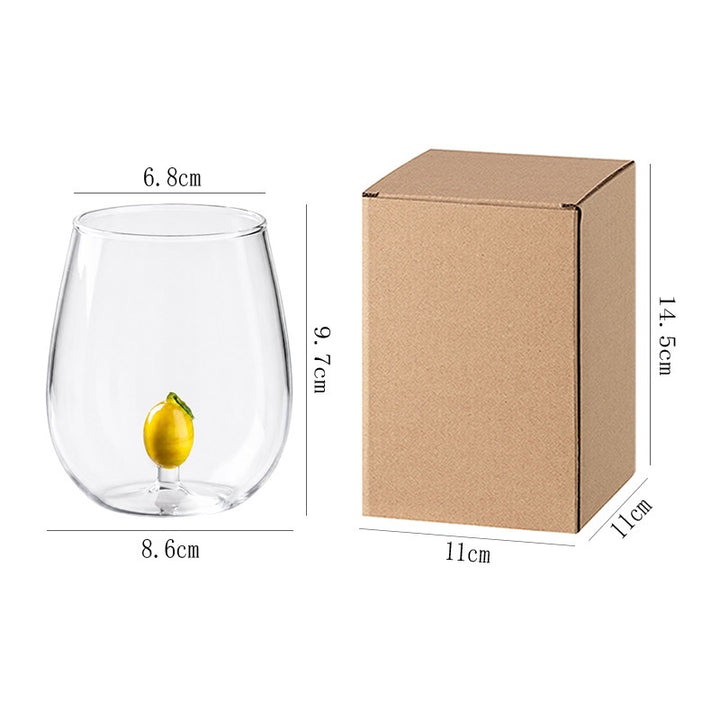 Fruit Glass Cup, Cute Cherry Lemon Strawberry Drinking Glass