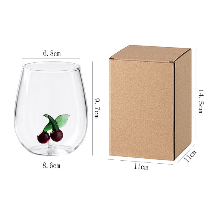 Fruit Glass Cup, Cute Cherry Lemon Strawberry Drinking Glass