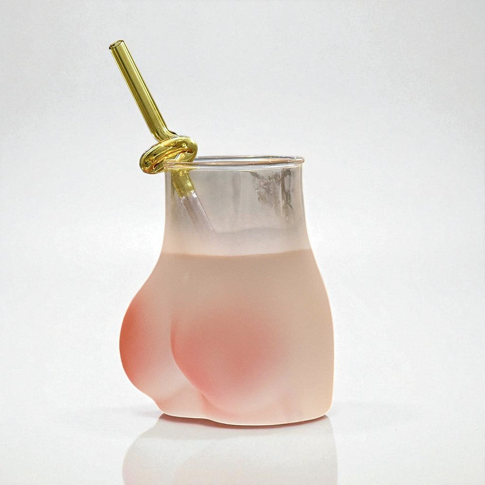 Funny Peachy Butt Glass Mug – Novelty Hip-Shaped Coffee Cup