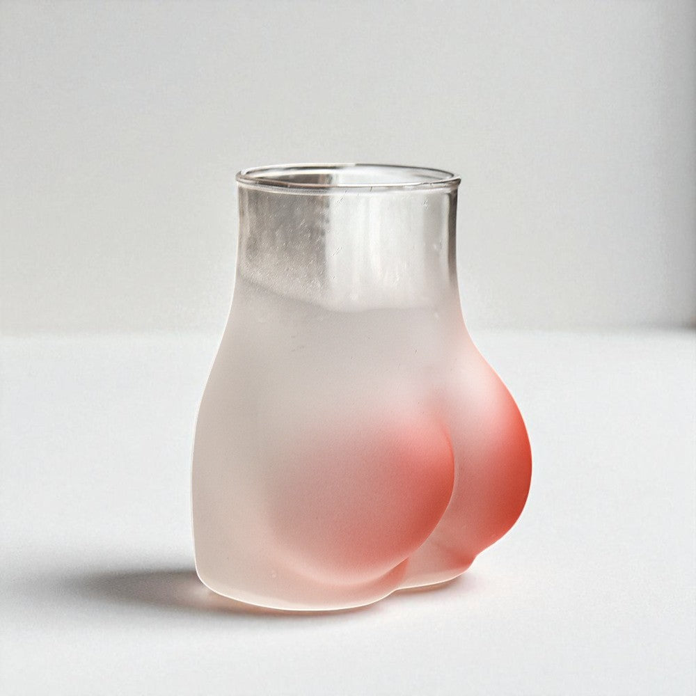 Funny Peachy Butt Glass Mug – Novelty Hip-Shaped Coffee Cup