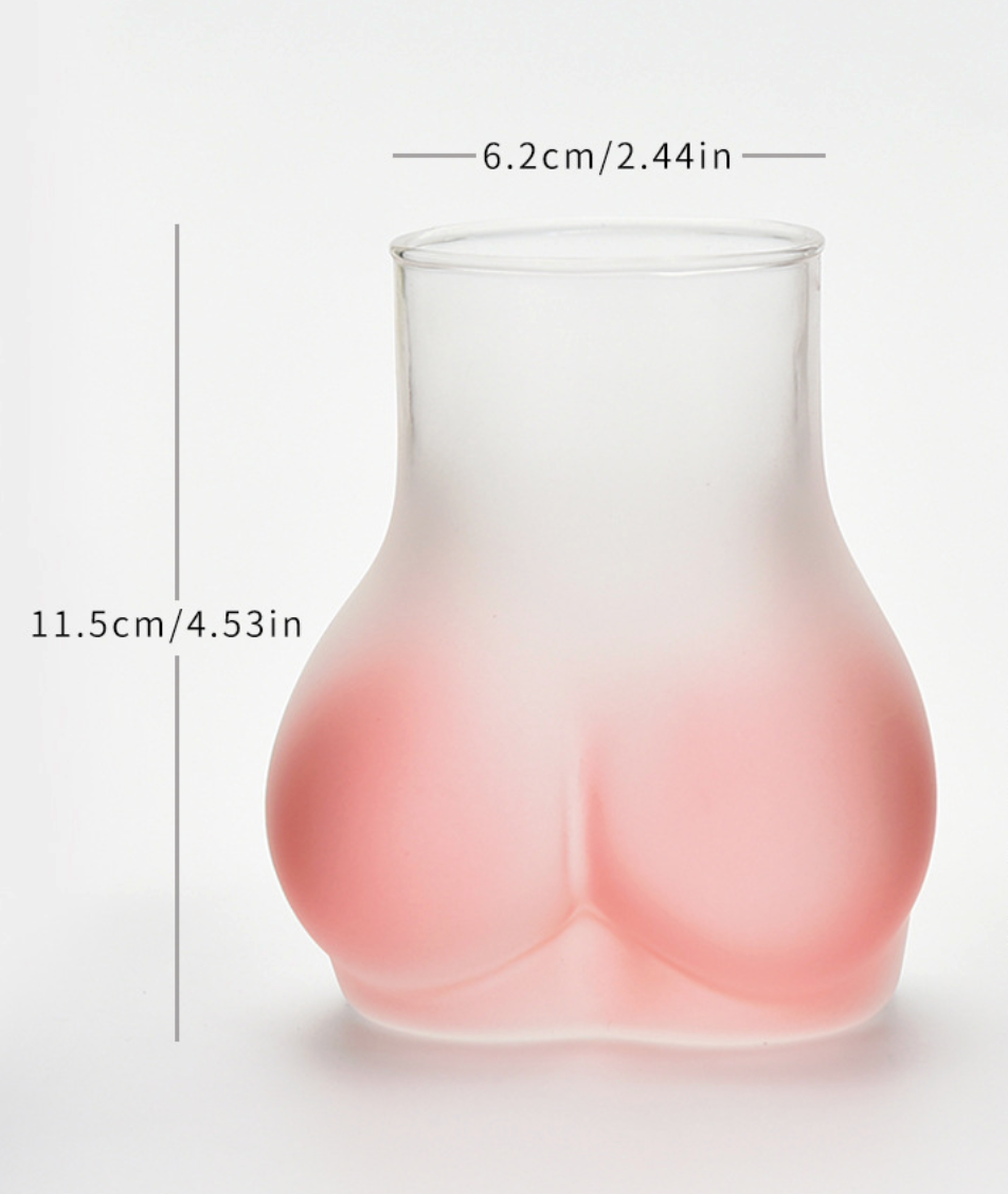 Funny Peachy Butt Glass Mug – Novelty Hip-Shaped Coffee Cup
