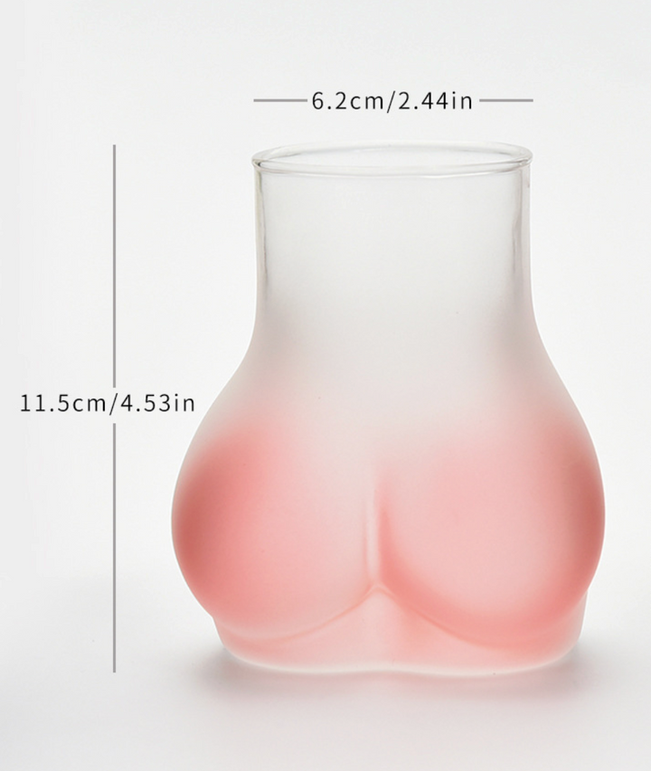 Funny Peachy Butt Glass Mug – Novelty Hip-Shaped Coffee Cup