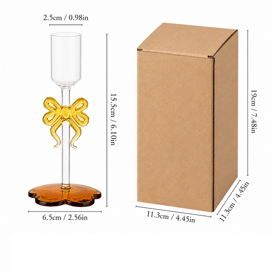 Glass Bow Taper Candle Holder – Elegant Ribbon Candlestick