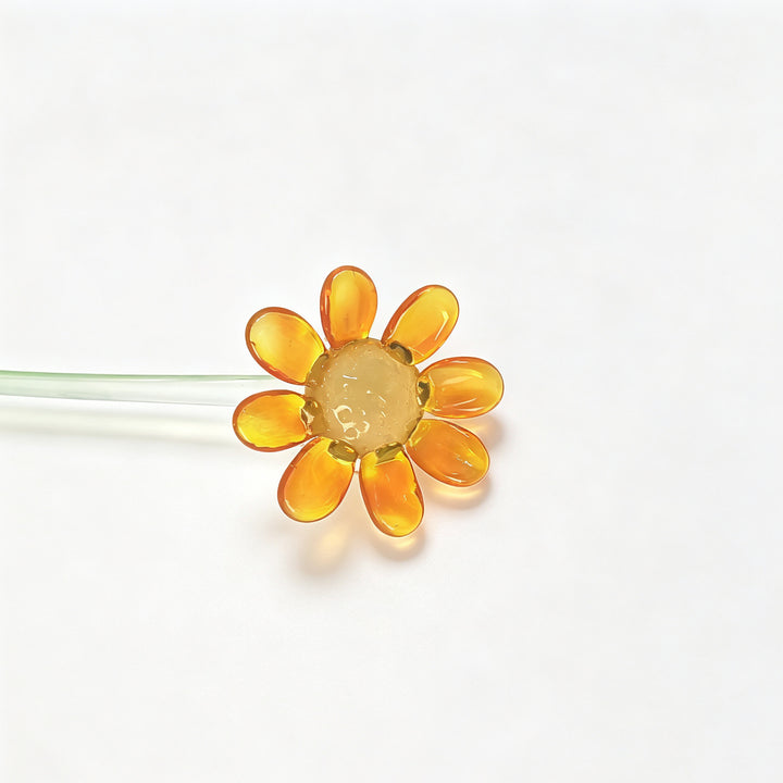 15cm Glass Daisy Flower Ornament | Decorative Floral Stirrer