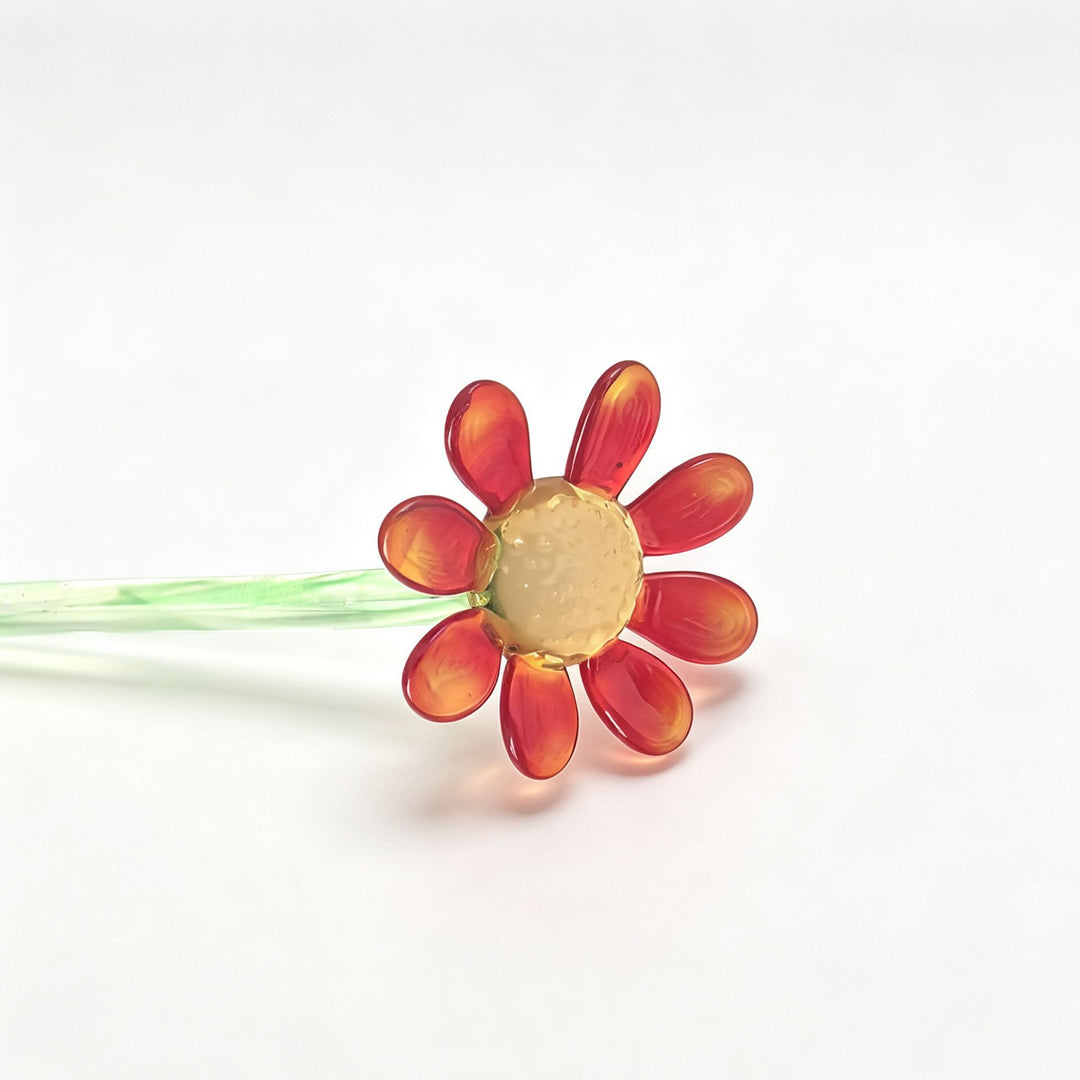 15cm Glass Daisy Flower Ornament | Decorative Floral Stirrer