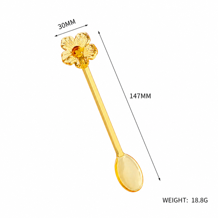 Glass Flower Spoon Cute Coffee Stirrer Dessert Spoon