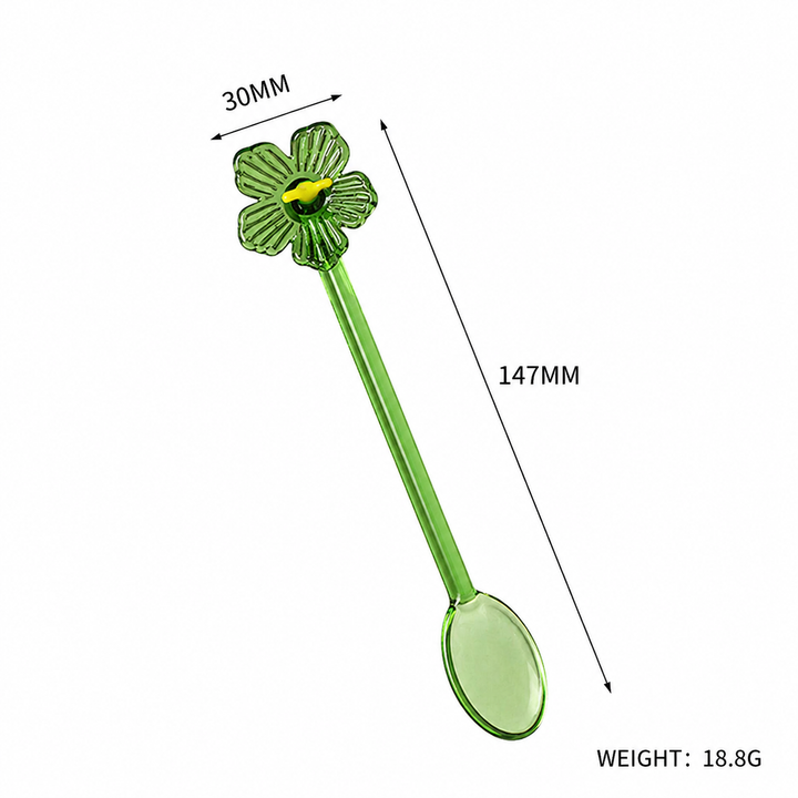 Glass Flower Spoon Cute Coffee Stirrer Dessert Spoon