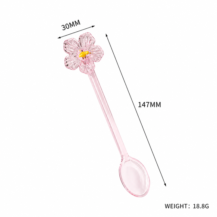 Glass Flower Spoon Cute Coffee Stirrer Dessert Spoon