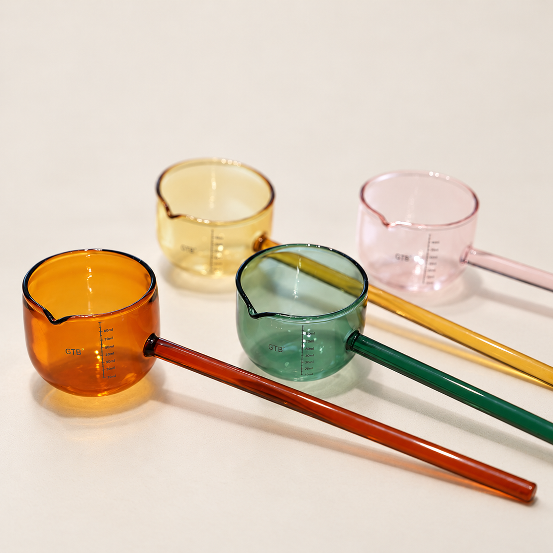 Glass Measuring Spoon – Colourful Long Handle Borosilicate