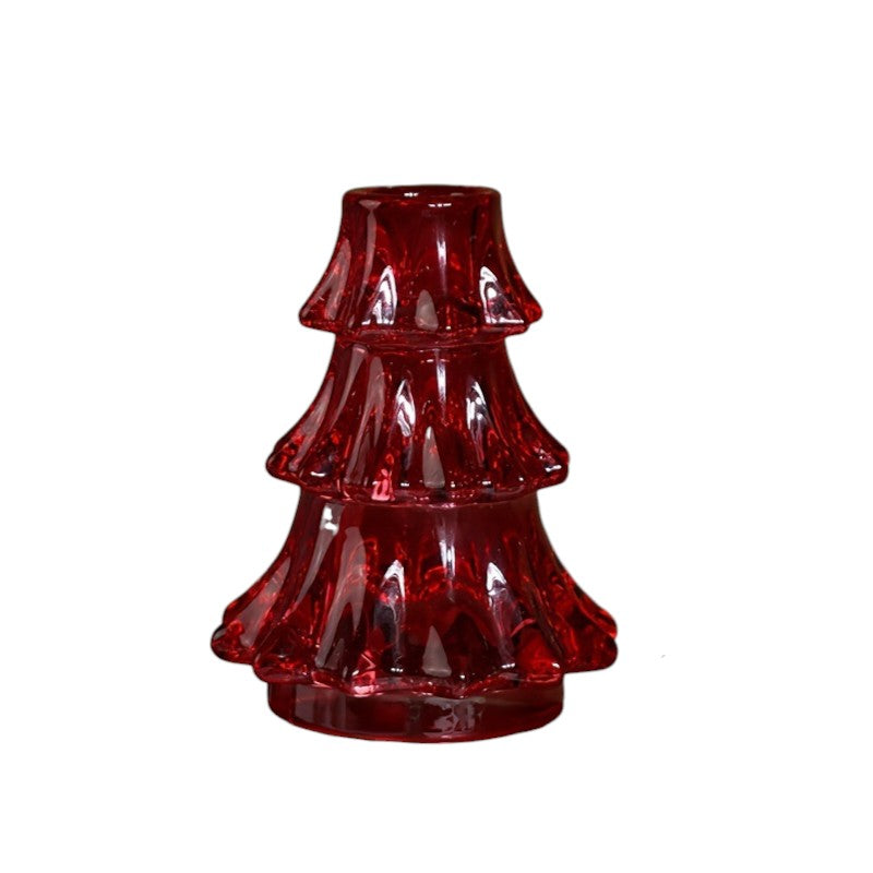 Glass Christmas Tree Candle Holder | Holiday Table Decor