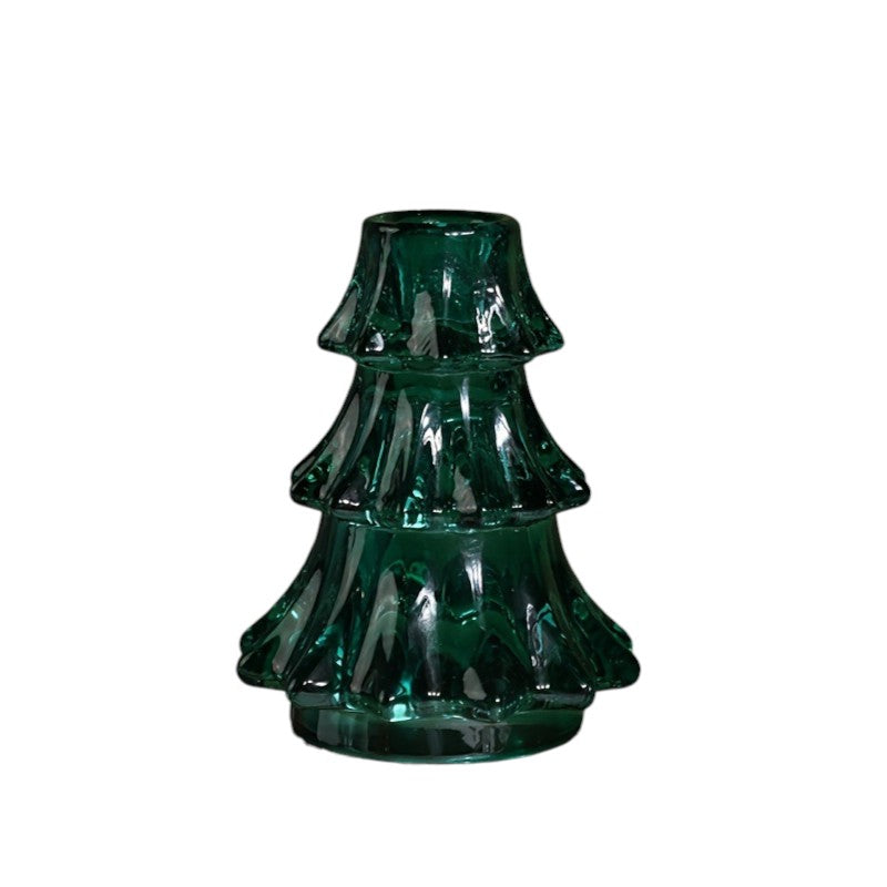 Glass Christmas Tree Candle Holder | Holiday Table Decor