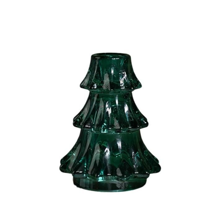 Glass Christmas Tree Candle Holder | Holiday Table Decor