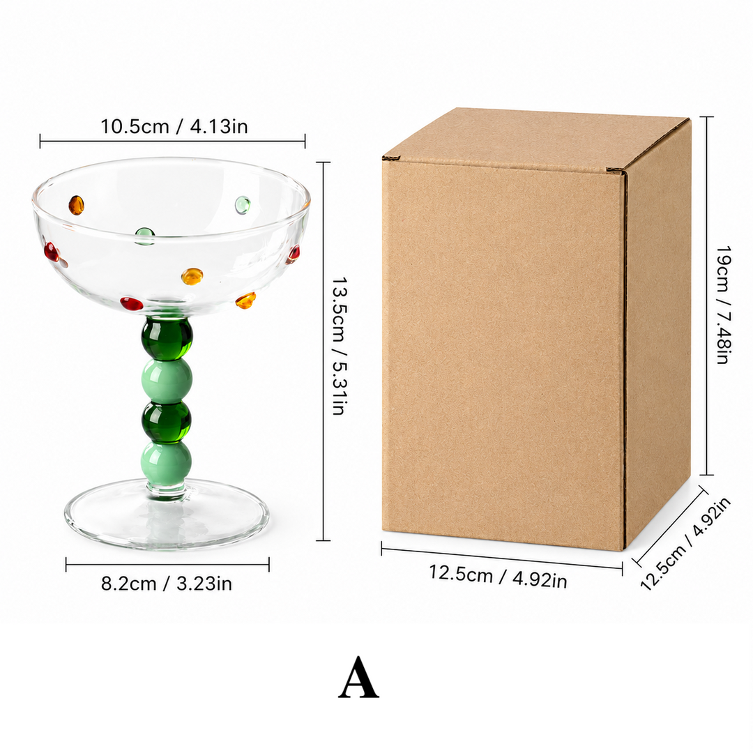 Green Beaded Polka Dot Glass Dessert Cup