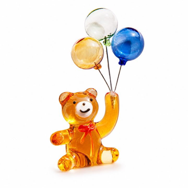 Handmade Glass Balloon Bear Figurine | Cute Bear Ornament