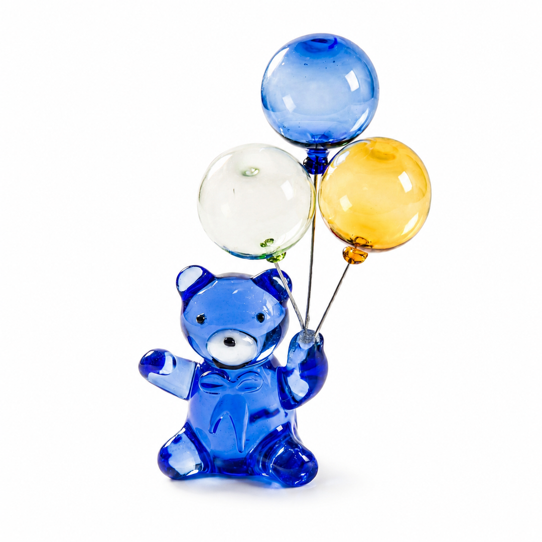 Handmade Glass Balloon Bear Figurine | Cute Bear Ornament