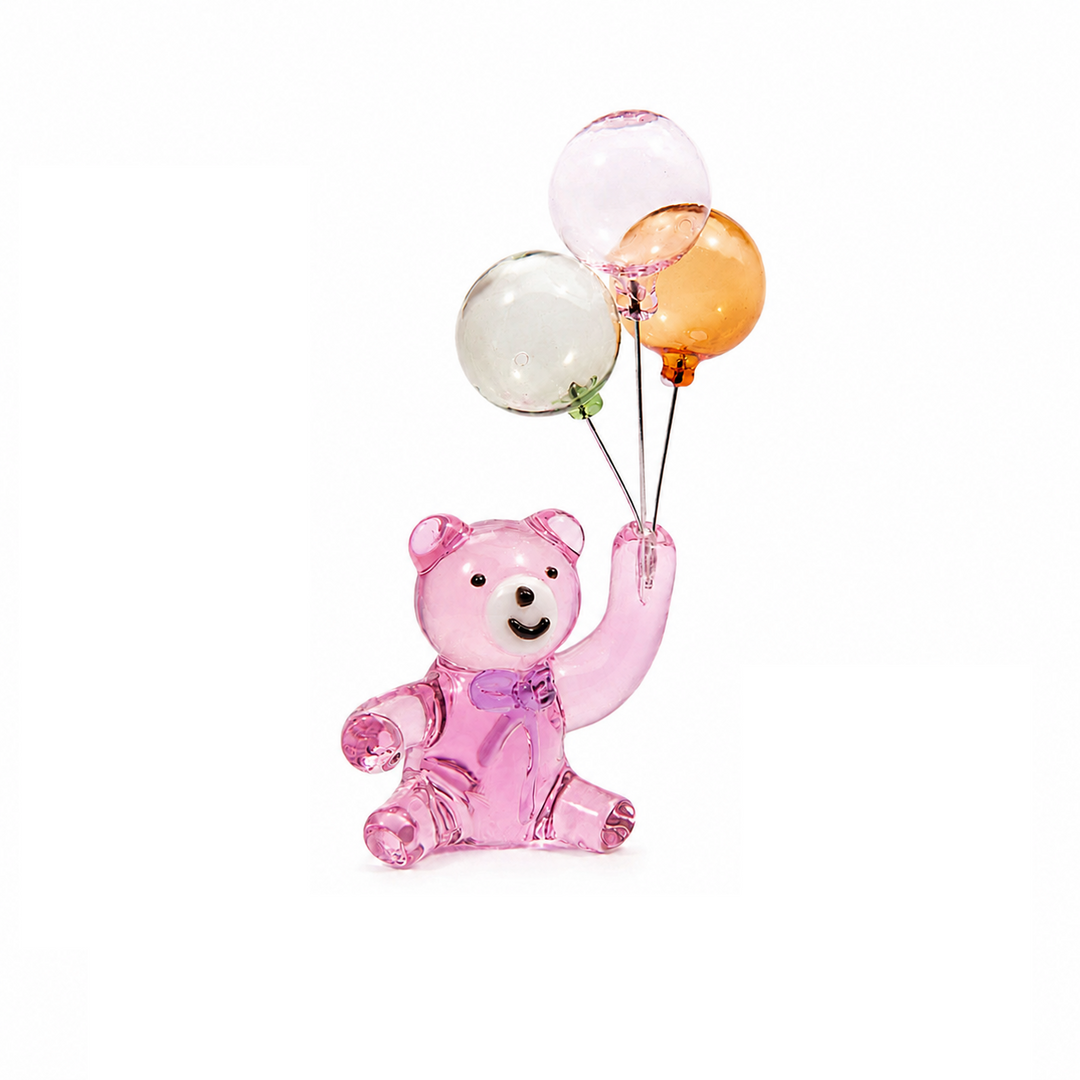 Handmade Glass Balloon Bear Figurine | Cute Bear Ornament