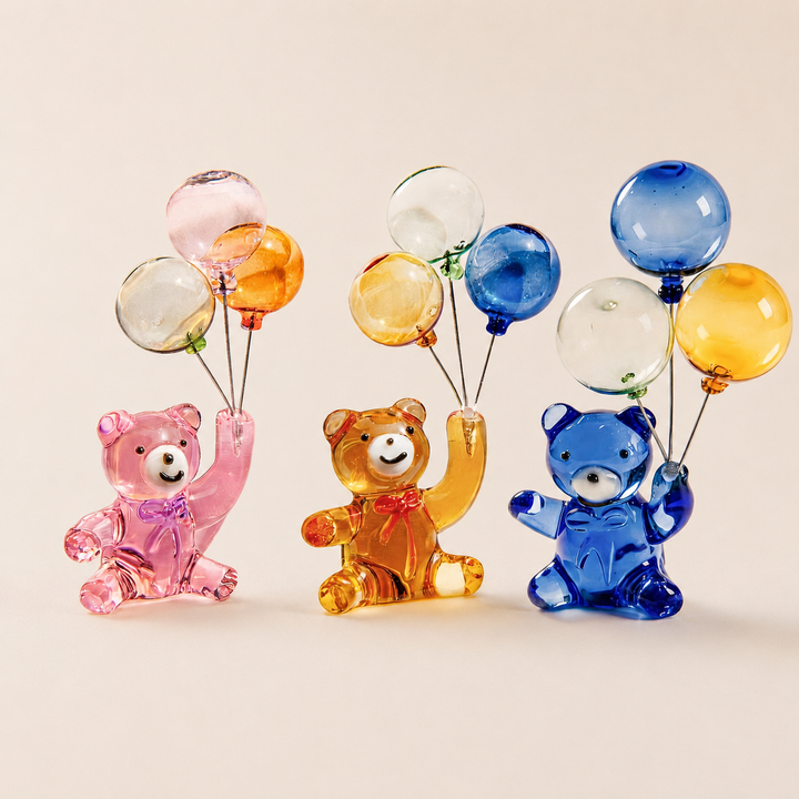 Handmade Glass Balloon Bear Figurine | Cute Bear Ornament