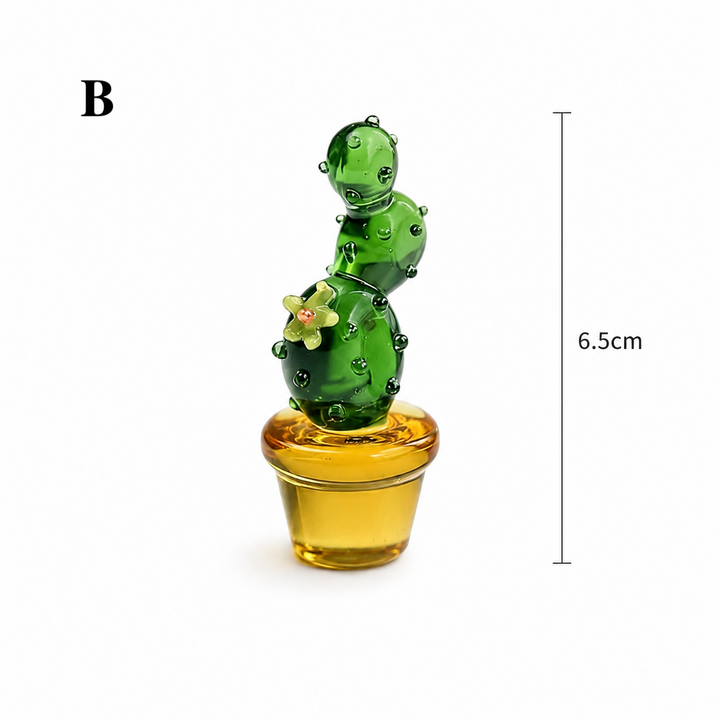 Handmade Glass Cactus Plant Mini Ornament Decor