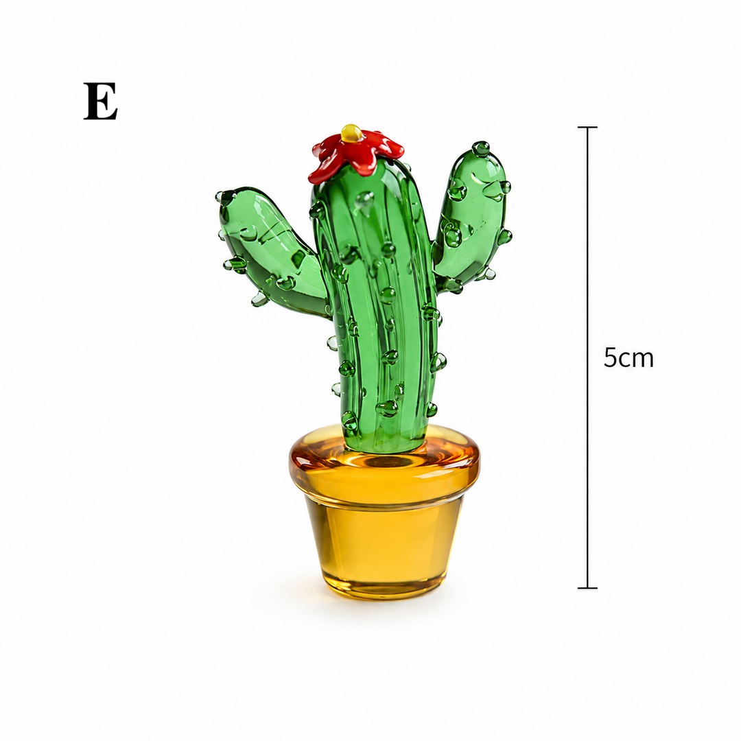 Handmade Glass Cactus Plant Mini Ornament Decor