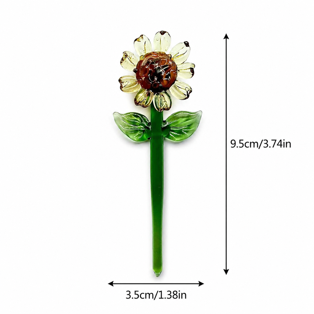 Handmade Glass Flower Ornament - Glass Sunflower Figurine