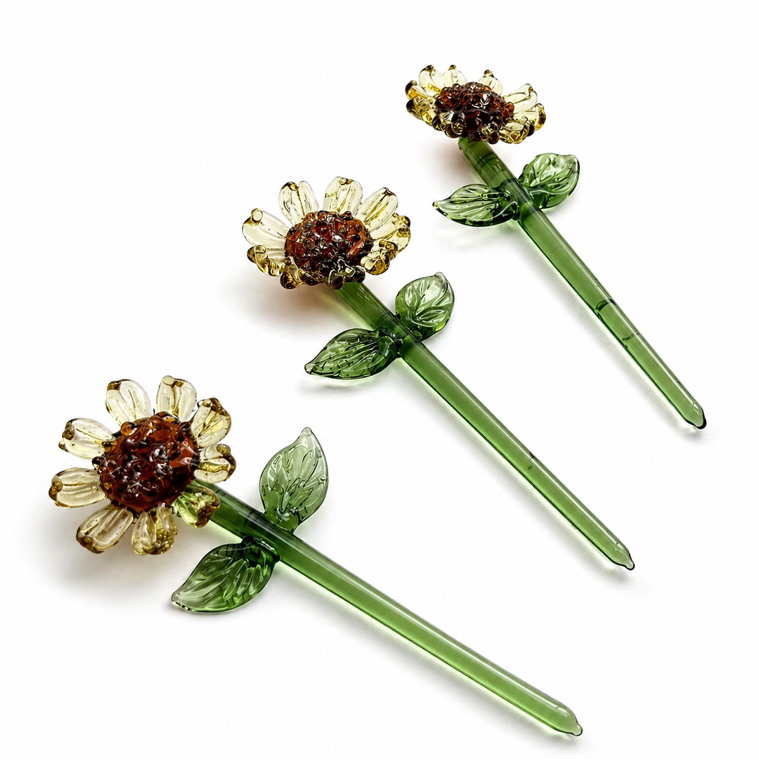Handmade Glass Flower Ornament - Glass Sunflower Figurine