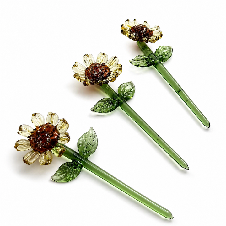 Handmade Glass Flower Ornament - Glass Sunflower Figurine