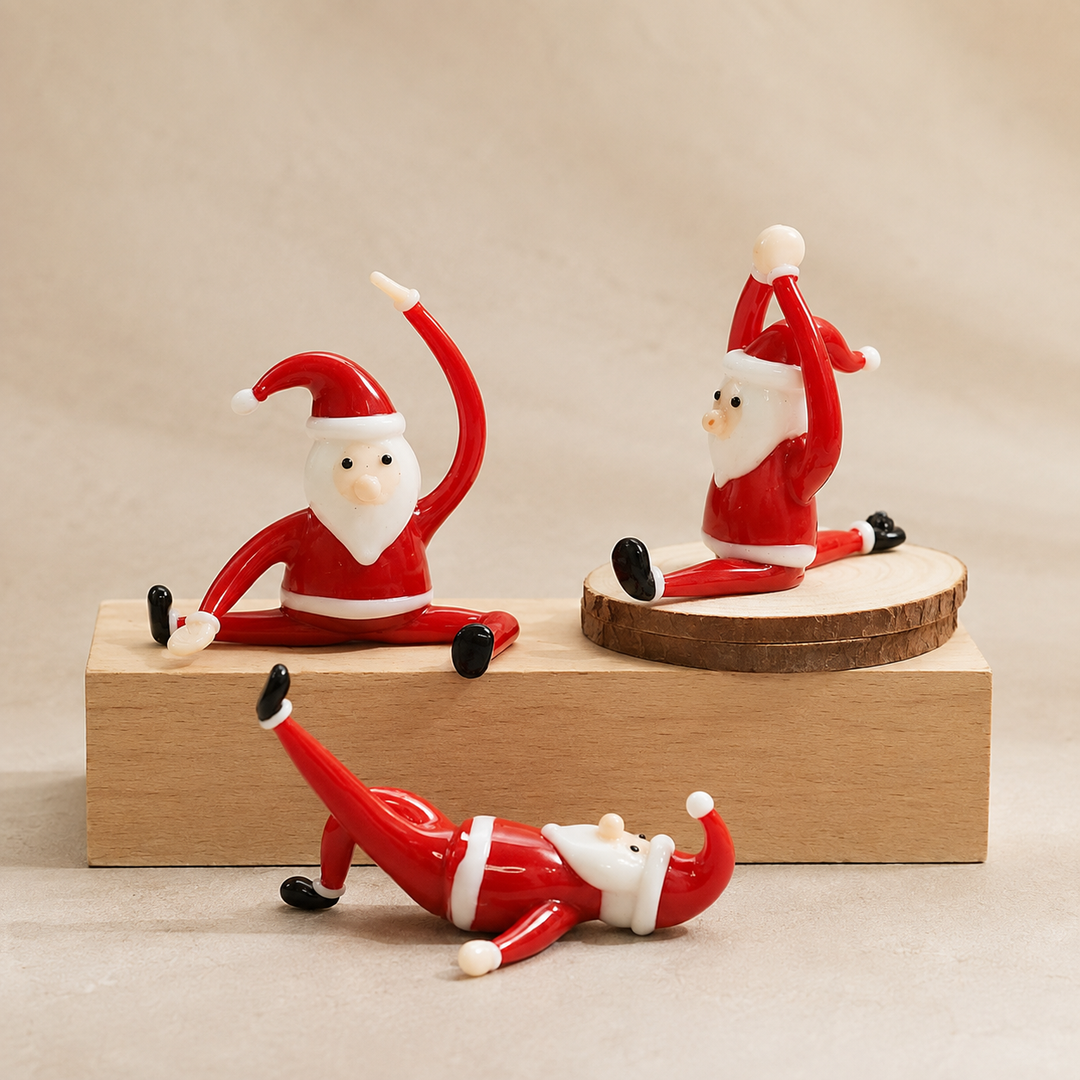 Glass Yoga Santa Figurine Christmas Holiday Ornament