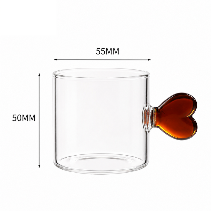 Heart Handle Borosilicate GlassCup | Expresso Coffee Cup