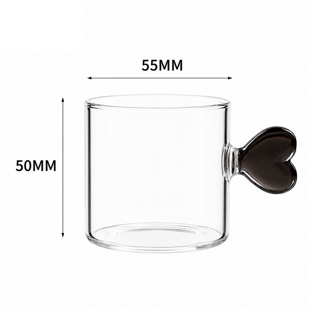 Heart Handle Borosilicate GlassCup | Expresso Coffee Cup