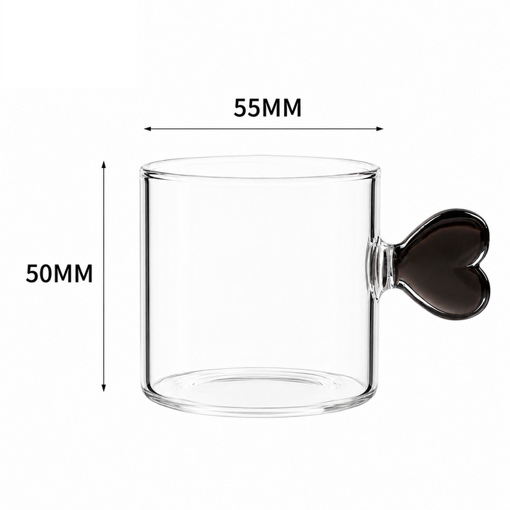 Heart Handle Borosilicate GlassCup | Expresso Coffee Cup