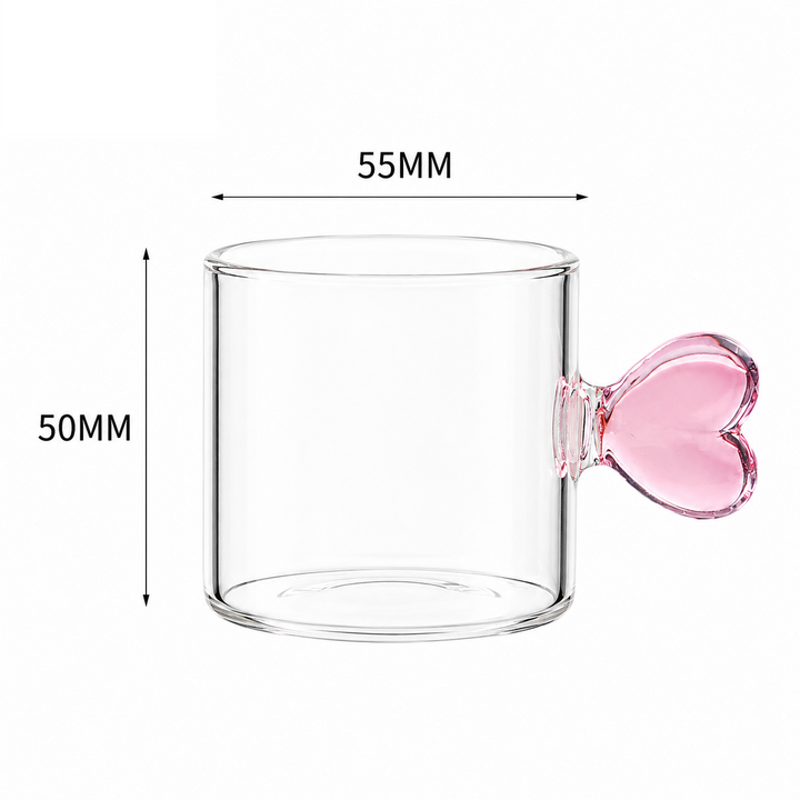 Heart Handle Borosilicate GlassCup | Expresso Coffee Cup
