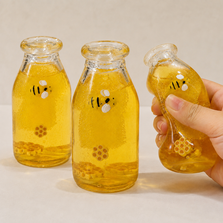 Honey Bee Bottle Squishy Toy | Slow Rising Stress Relief Toy