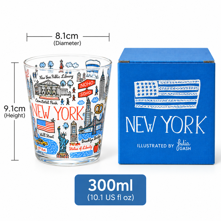 Illustrated City Glass Tumbler – Travel Landmark Glass Cup