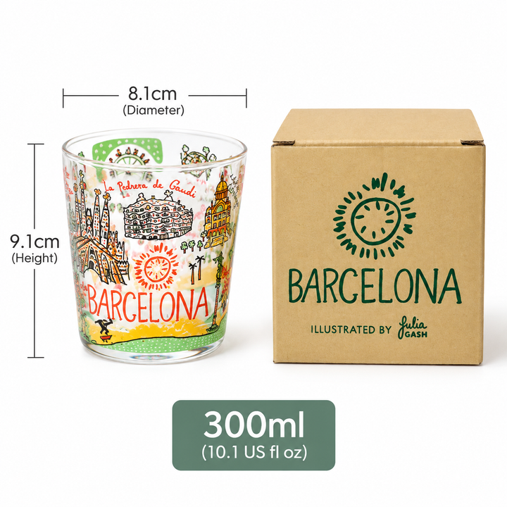 Illustrated City Glass Tumbler – Travel Landmark Glass Cup