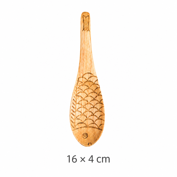 Japanese Fish Shaped Wooden Spoon – Carved Chestnut Wood