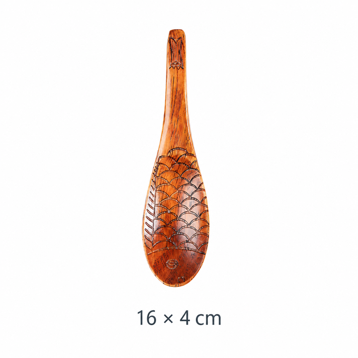 Japanese Fish Shaped Wooden Spoon – Carved Chestnut Wood