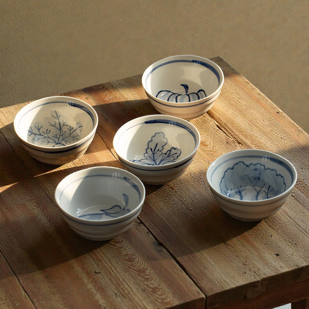 Japanese Vegetable Pattern Ceramic Bowl | Side Dish Bow