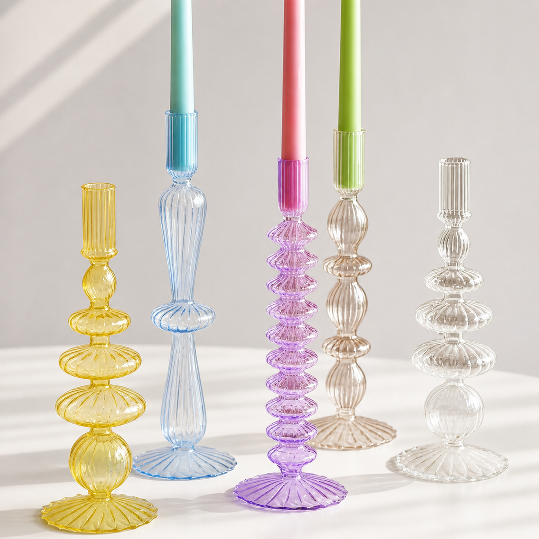 Lace Taper Glass Candlestick Holder