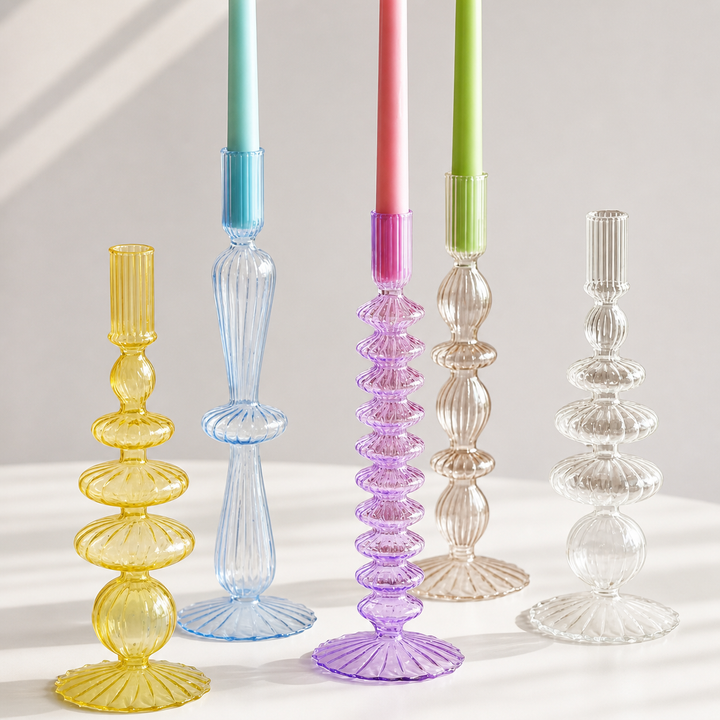 Lace Taper Glass Candlestick Holder