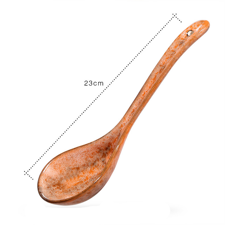 Long Handle Glazed Ceramic Soup Spoon Table Spoon