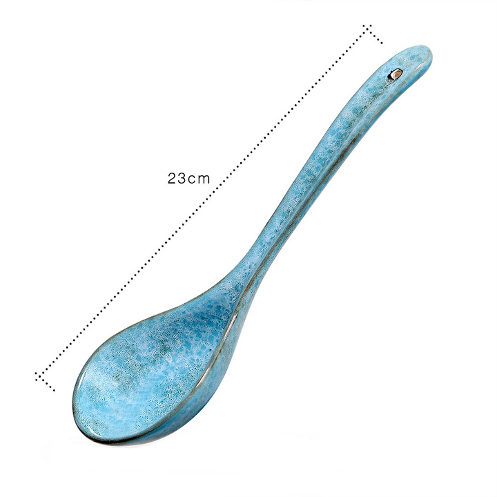 Long Handle Glazed Ceramic Soup Spoon Table Spoon