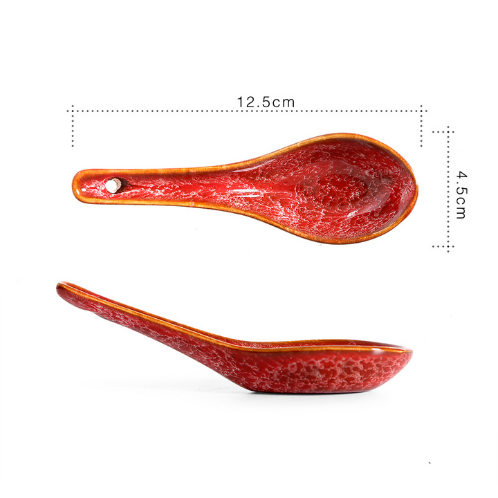 Long Handle Glazed Ceramic Soup Spoon Table Spoon