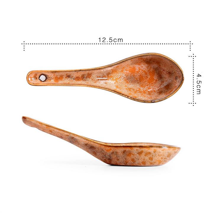Long Handle Glazed Ceramic Soup Spoon Table Spoon