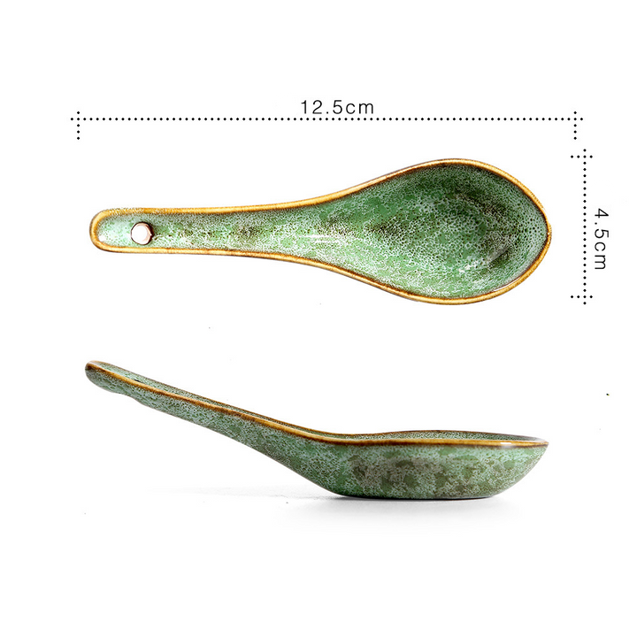 Long Handle Glazed Ceramic Soup Spoon Table Spoon