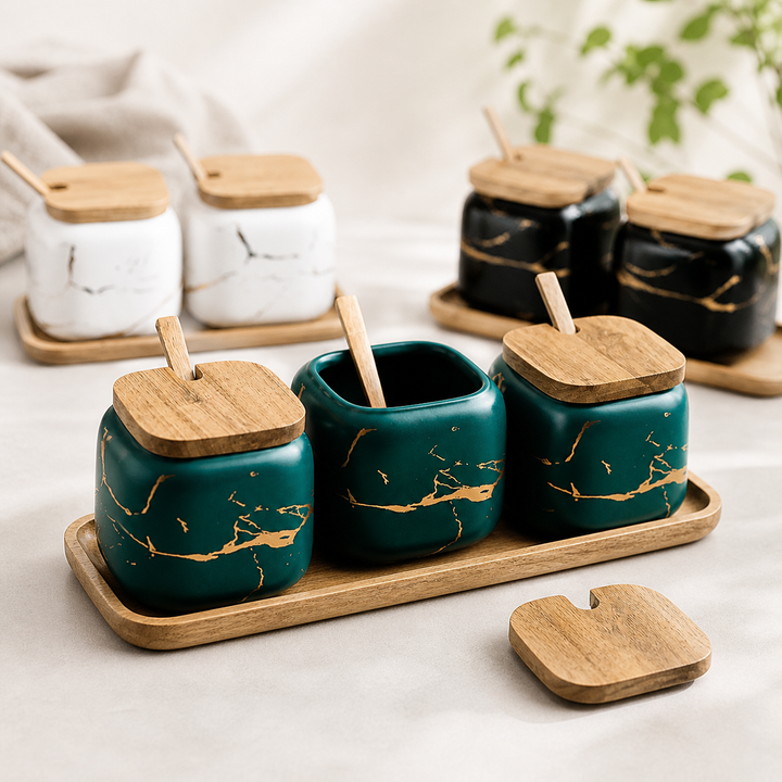 Marble Porcelain Kitchen Seasoning Set