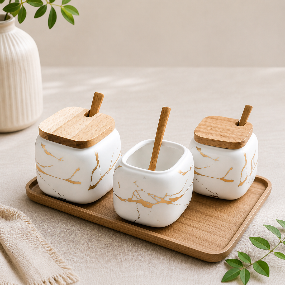 Marble Porcelain Kitchen Seasoning Set