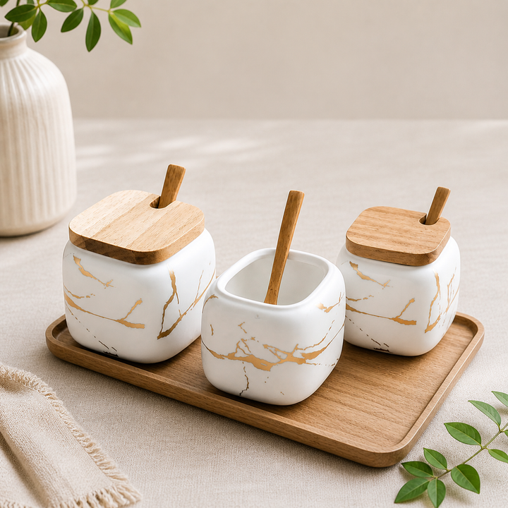 Marble Porcelain Kitchen Seasoning Set