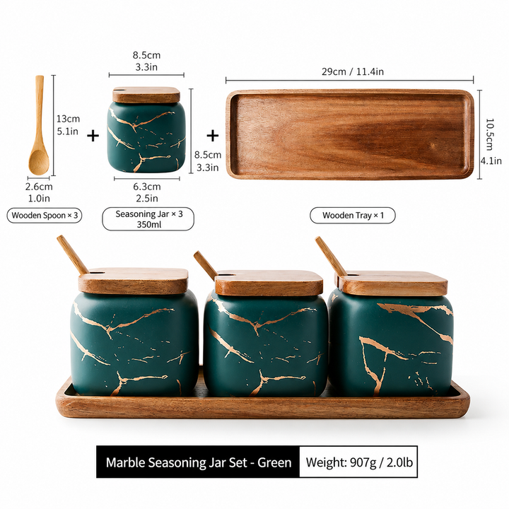 Marble Porcelain Kitchen Seasoning Set